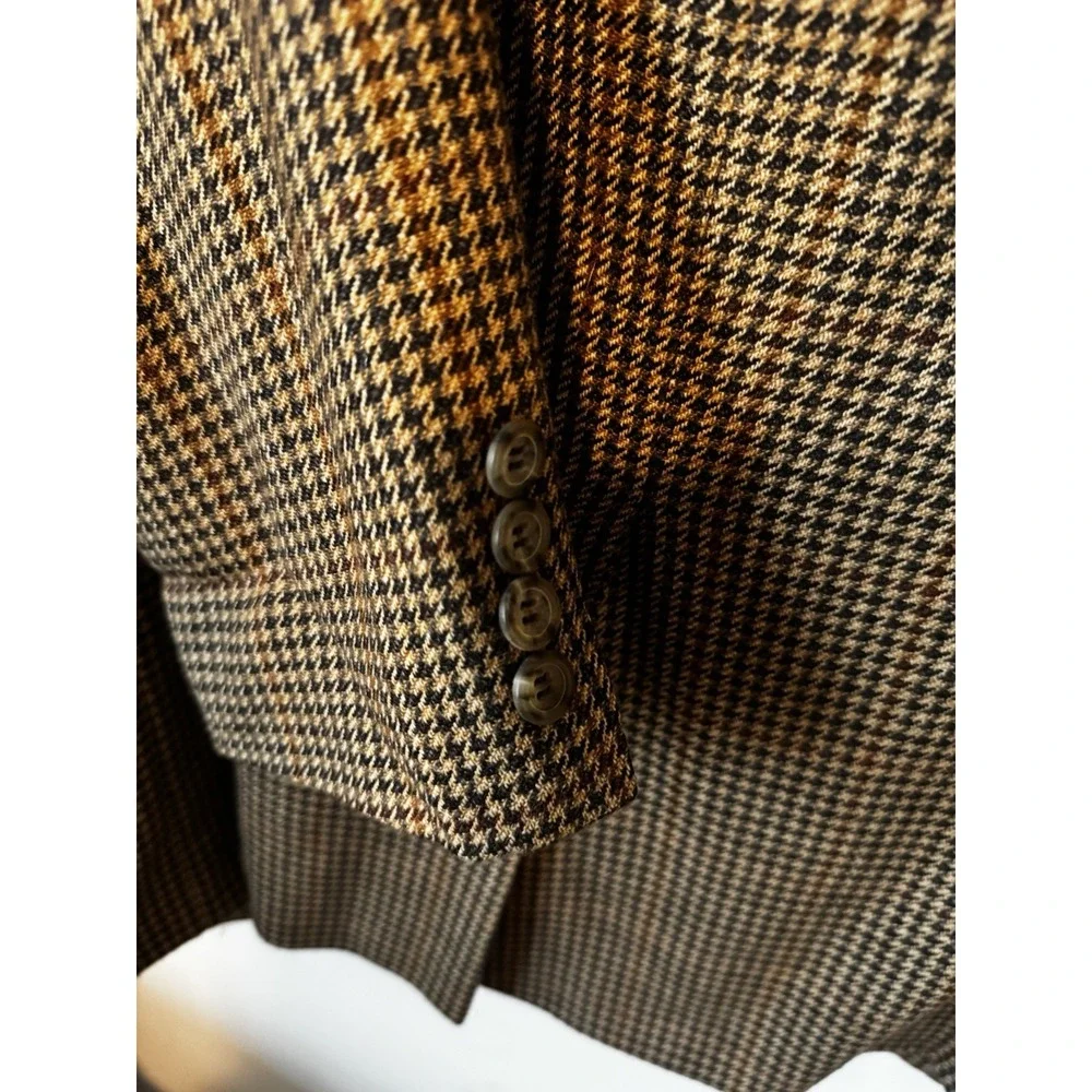 Alan Flusser 42L Brown  Plaid Wool Cashmere  Mens Blazer‎ Sport Coat Jacket Saks